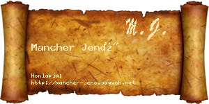 Mancher Jenő névjegykártya